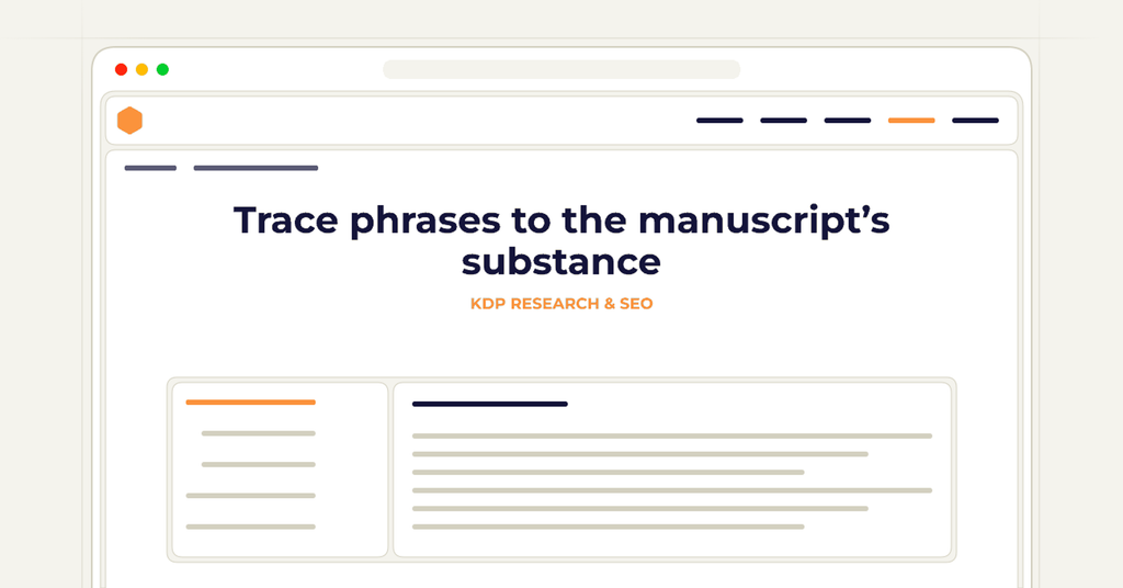 Symbolic publishing workflow for trace phrases to the manuscript’s substance