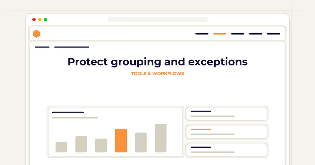 Symbolic review checklist for protect grouping and exceptions