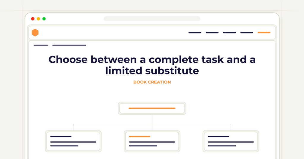 Symbolic publishing workflow for choose between a complete task and a limited substitute