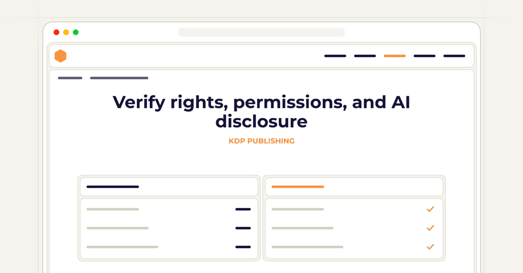 Symbolic review checklist for verify rights, permissions, and ai disclosure