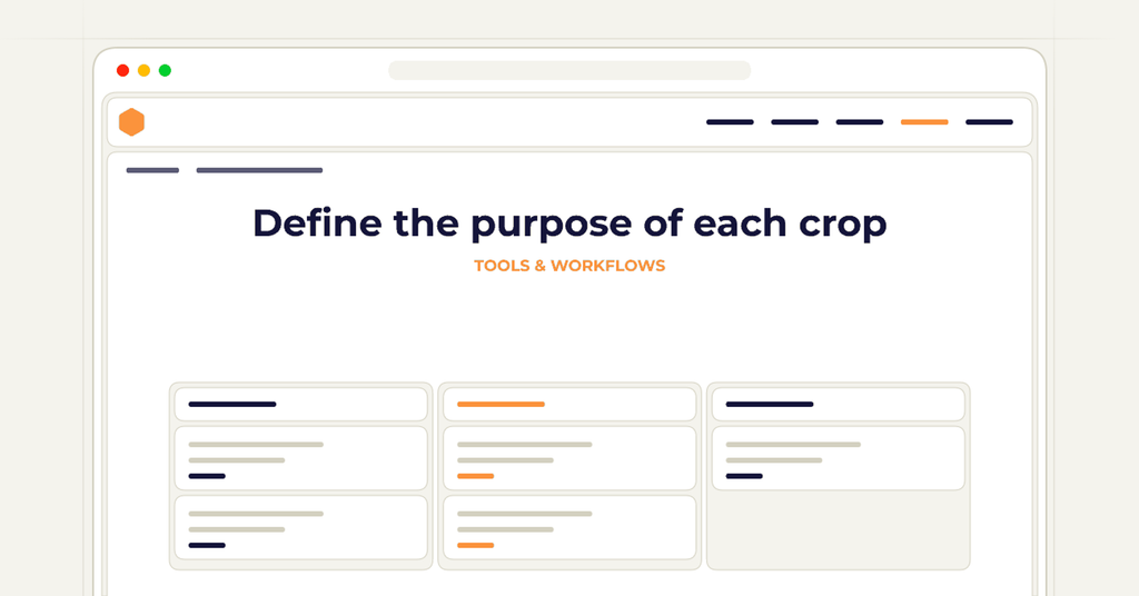 Symbolic publishing workflow for define the purpose of each crop