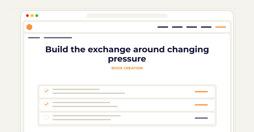 Symbolic review checklist for build the exchange around changing pressure