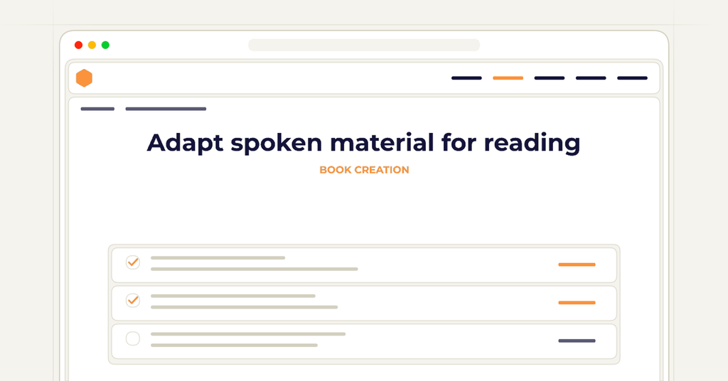 Symbolic review checklist for adapt spoken material for reading