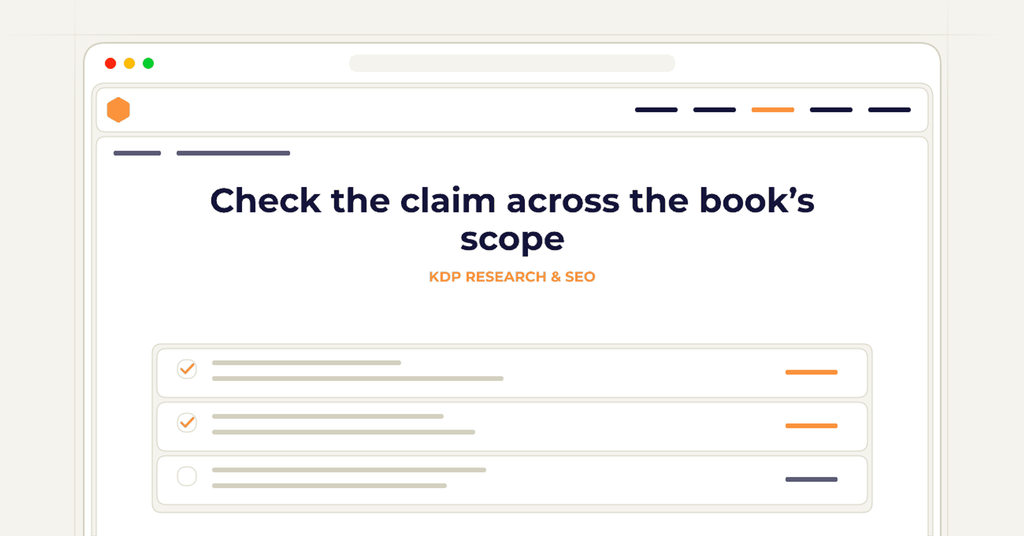 Symbolic review checklist for check the claim across the book’s scope