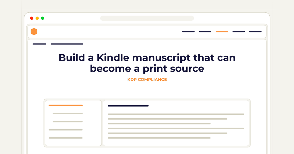 Symbolic review checklist for build a kindle manuscript that can become a print source