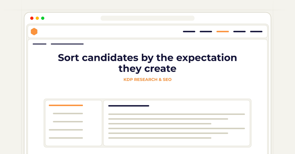 Symbolic publishing workflow for sort candidates by the expectation they create