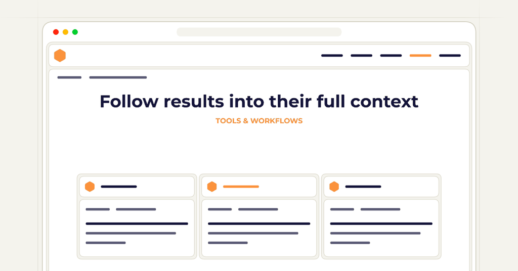 Symbolic review checklist for follow results into their full context