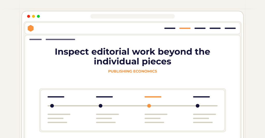 Symbolic publishing workflow for inspect editorial work beyond the individual pieces