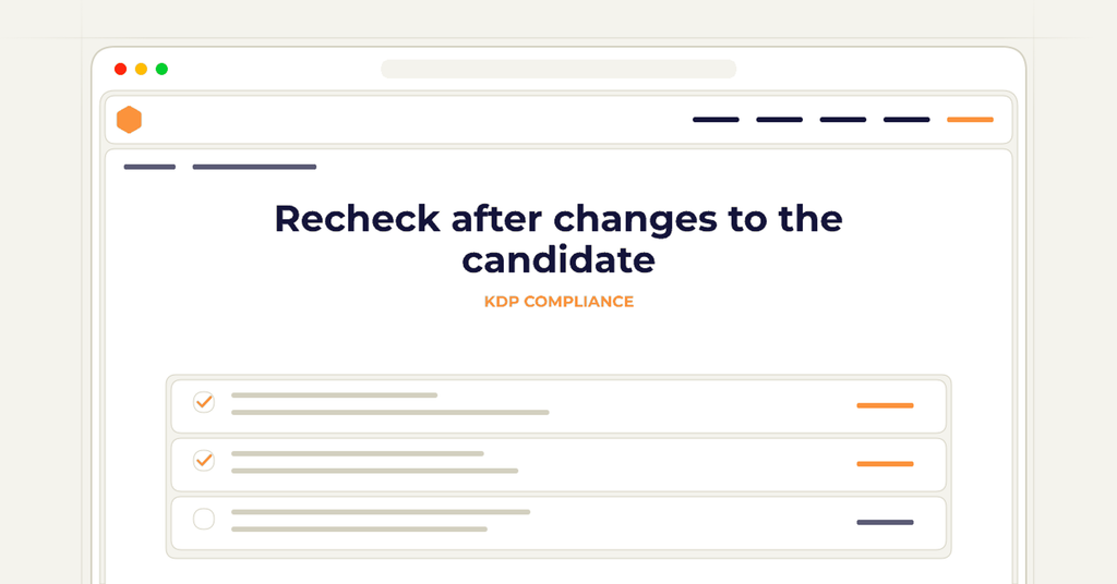 Symbolic review checklist for recheck after changes to the candidate