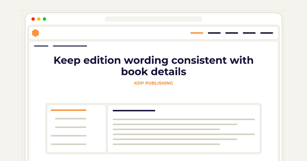 Symbolic review checklist for keep edition wording consistent with book details