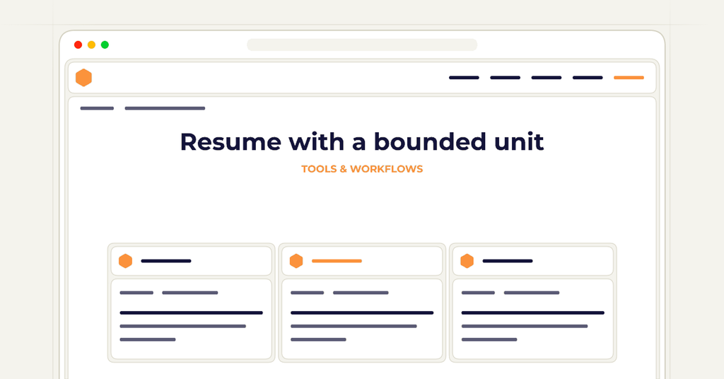 Symbolic review checklist for resume with a bounded unit