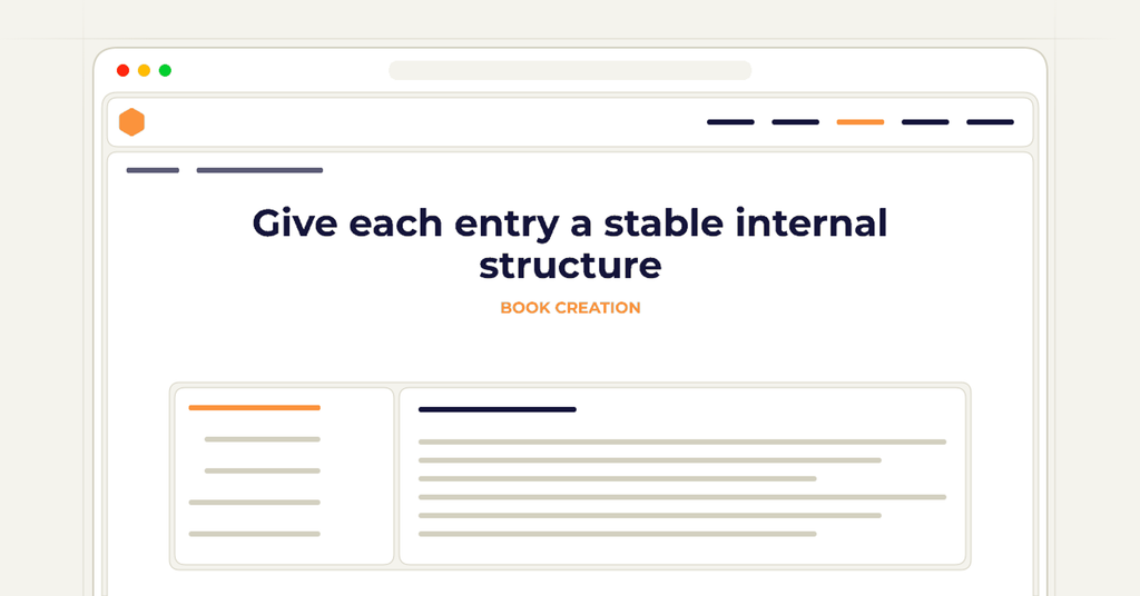 Symbolic publishing workflow for give each entry a stable internal structure