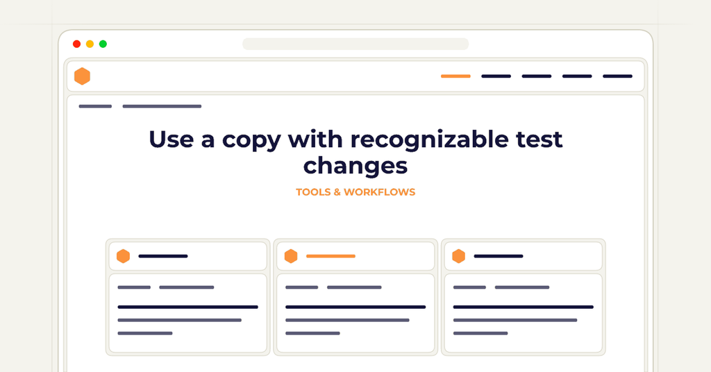 Symbolic publishing workflow for use a copy with recognizable test changes