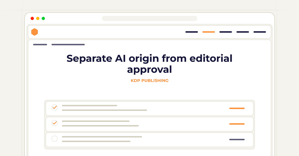 Symbolic review checklist for separate ai origin from editorial approval