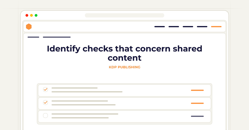 Symbolic publishing workflow for identify checks that concern shared content