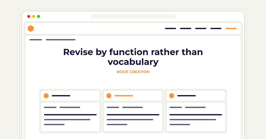Symbolic review checklist for revise by function rather than vocabulary