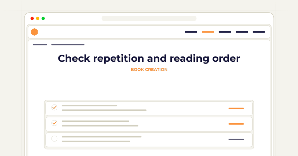 Symbolic review checklist for check repetition and reading order