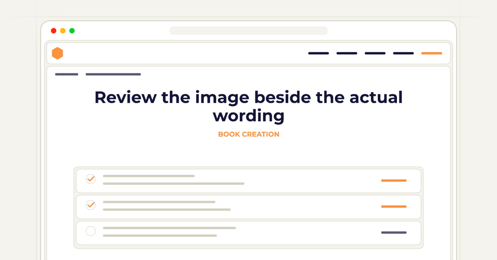 Symbolic review checklist for review the image beside the actual wording