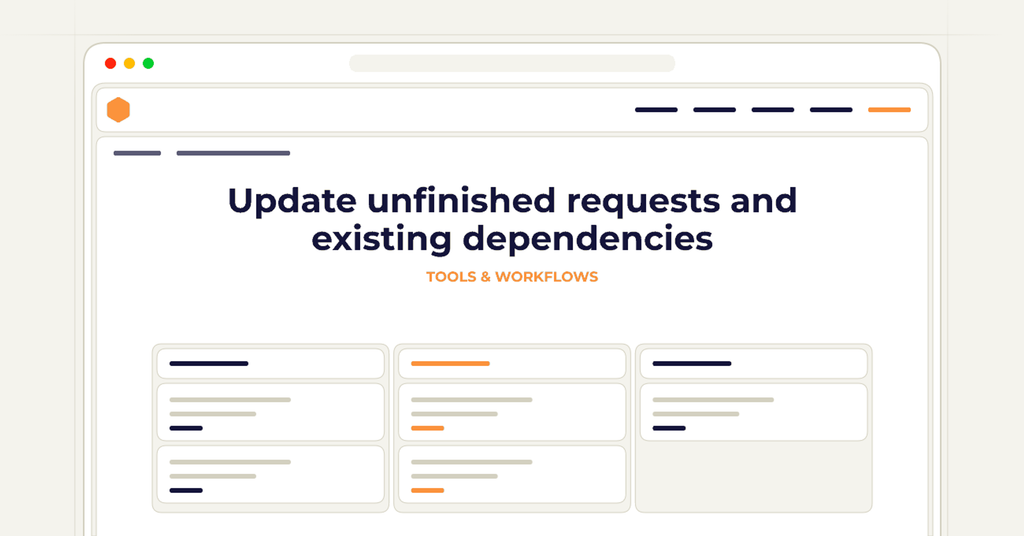 Symbolic review checklist for update unfinished requests and existing dependencies