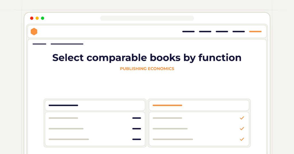 Symbolic publishing workflow for select comparable books by function