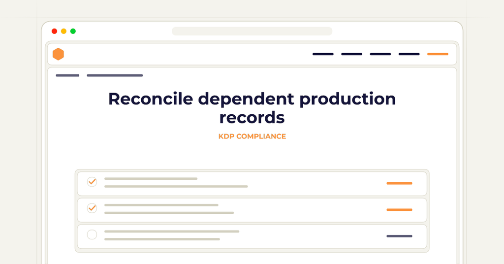 Symbolic review checklist for reconcile dependent production records