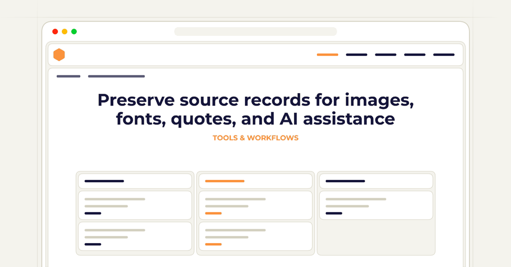 Symbolic review checklist for preserve source records for images, fonts, quotes, and ai assistance