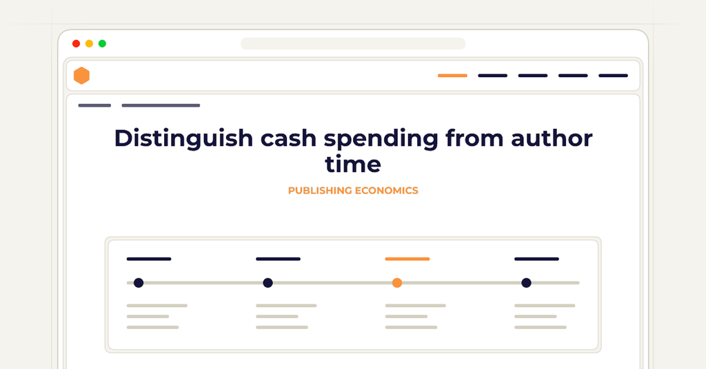 Symbolic publishing workflow for distinguish cash spending from author time