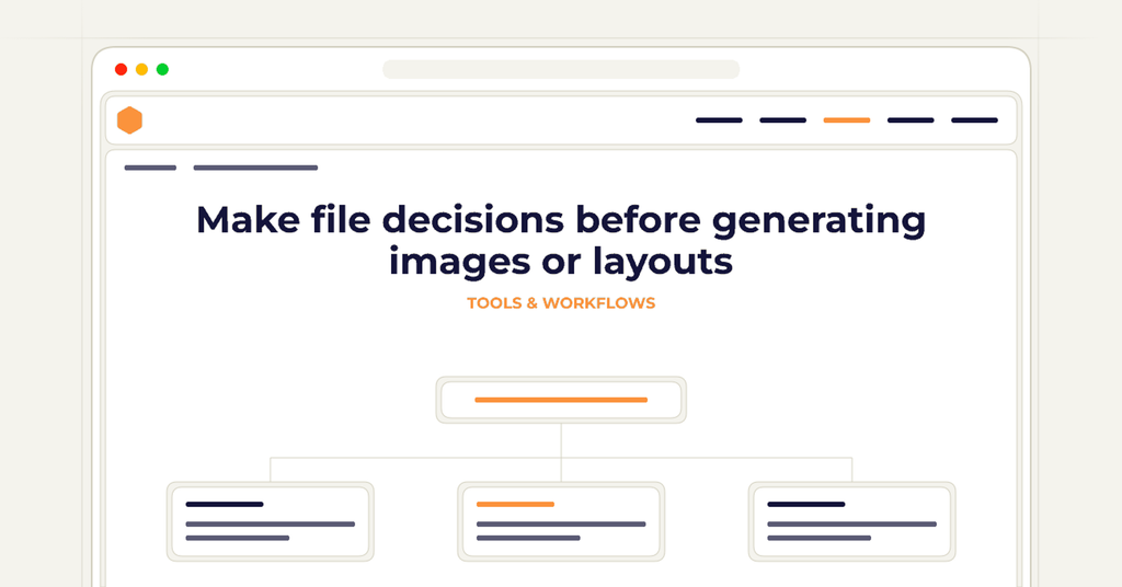 Symbolic review checklist for make file decisions before generating images or layouts