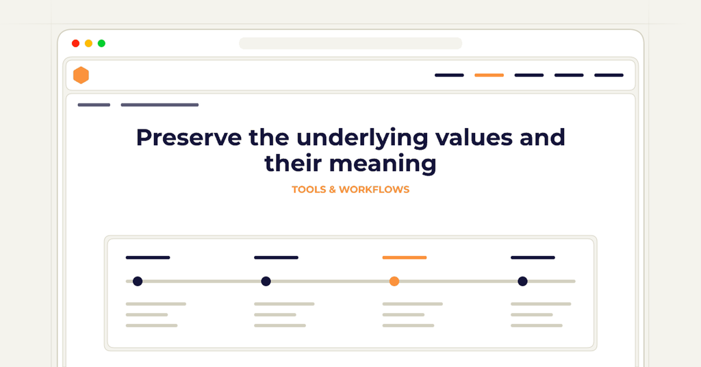 Symbolic publishing workflow for preserve the underlying values and their meaning