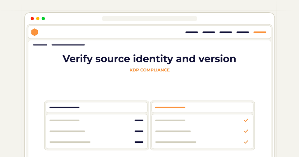 Symbolic review checklist for verify source identity and version