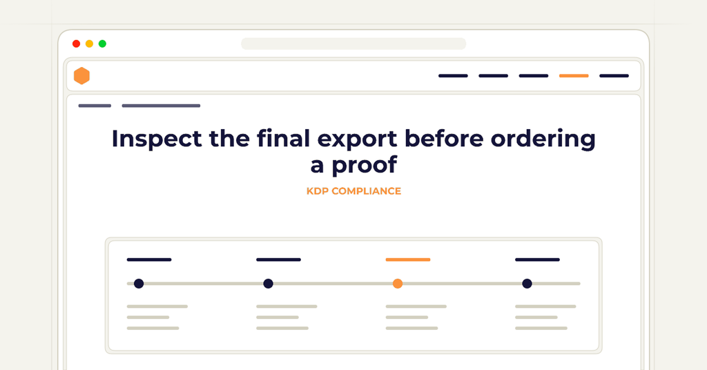 Symbolic review checklist for inspect the final export before ordering a proof