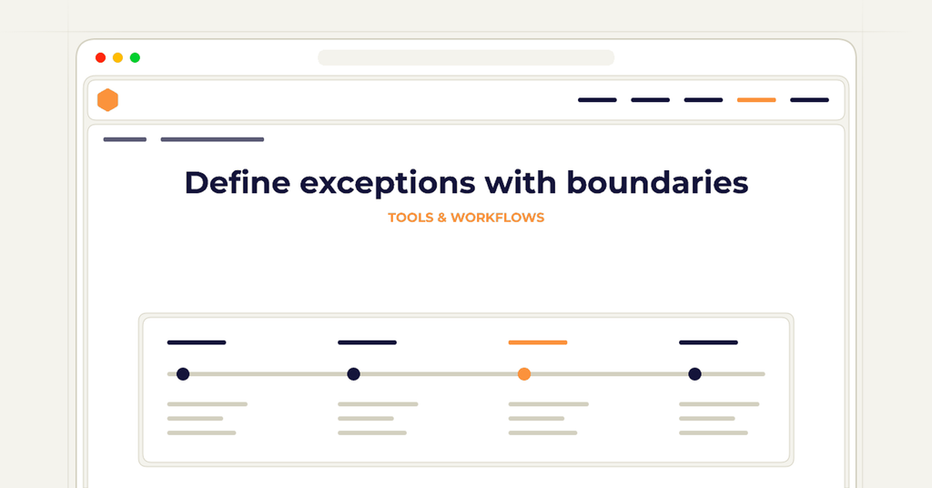 Symbolic publishing workflow for define exceptions with boundaries