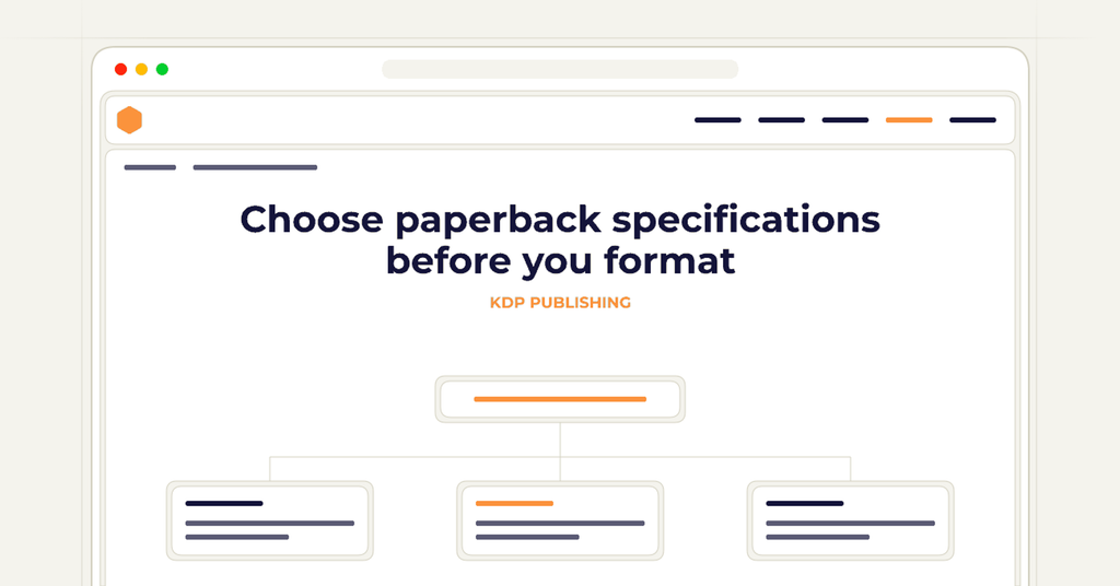 Symbolic publishing workflow for choose paperback specifications before you format