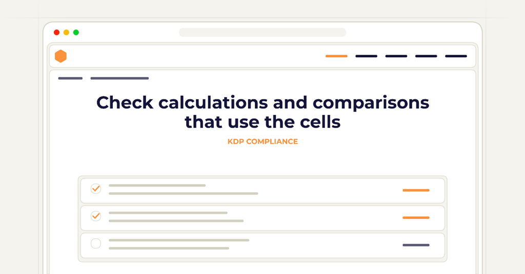 Symbolic review checklist for check calculations and comparisons that use the cells