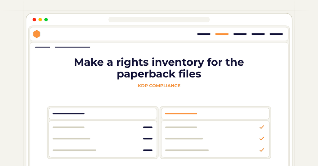 Symbolic publishing workflow for make a rights inventory for the paperback files