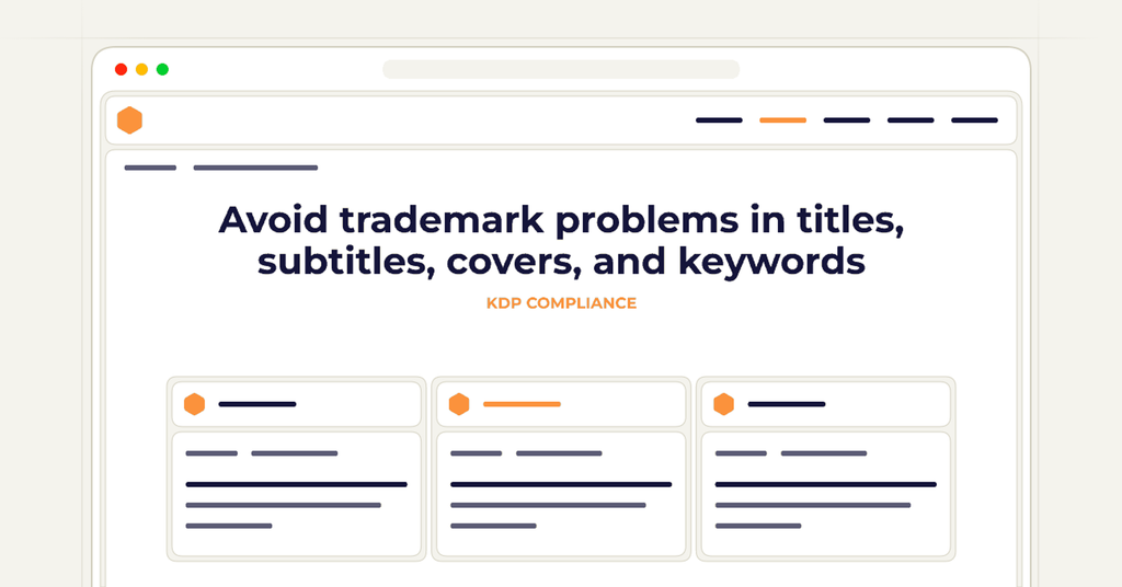 Symbolic review checklist for avoid trademark problems in titles, subtitles, covers, and keywords