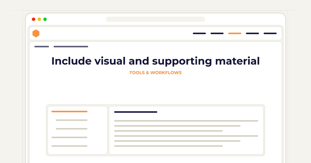 Symbolic review checklist for include visual and supporting material