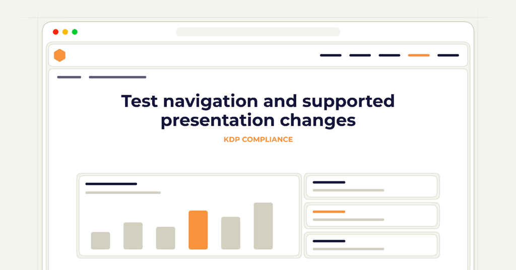Symbolic review checklist for test navigation and supported presentation changes