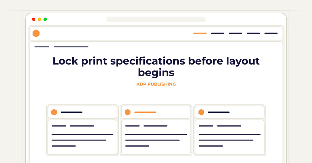 Symbolic publishing workflow for lock print specifications before layout begins