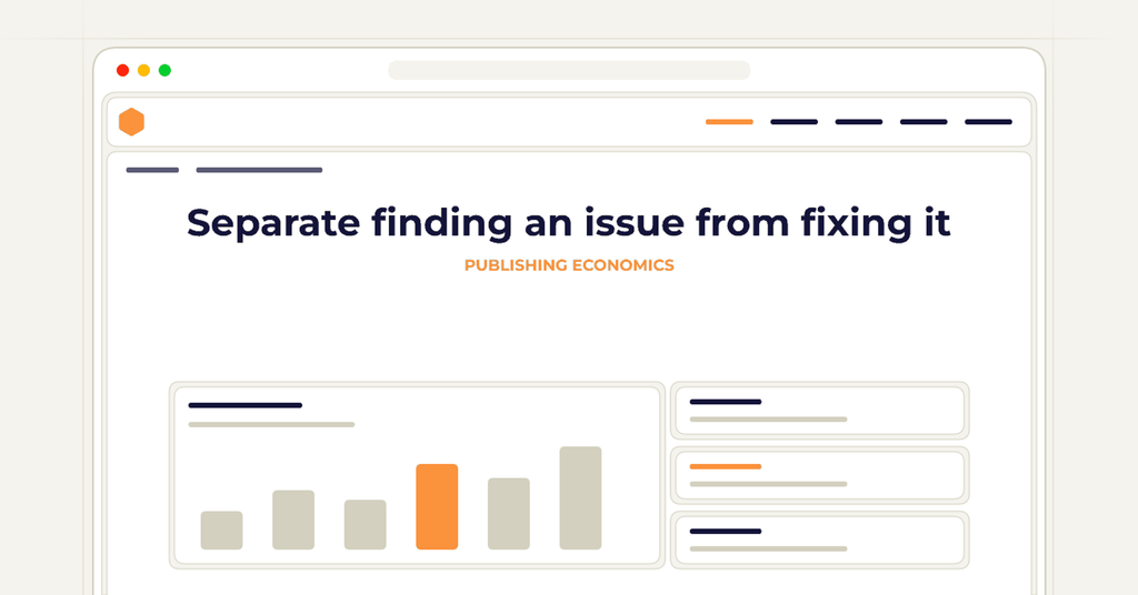 Symbolic publishing workflow for separate finding an issue from fixing it