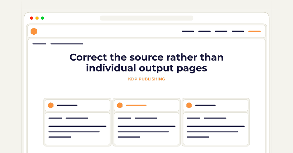 Symbolic review checklist for correct the source rather than individual output pages