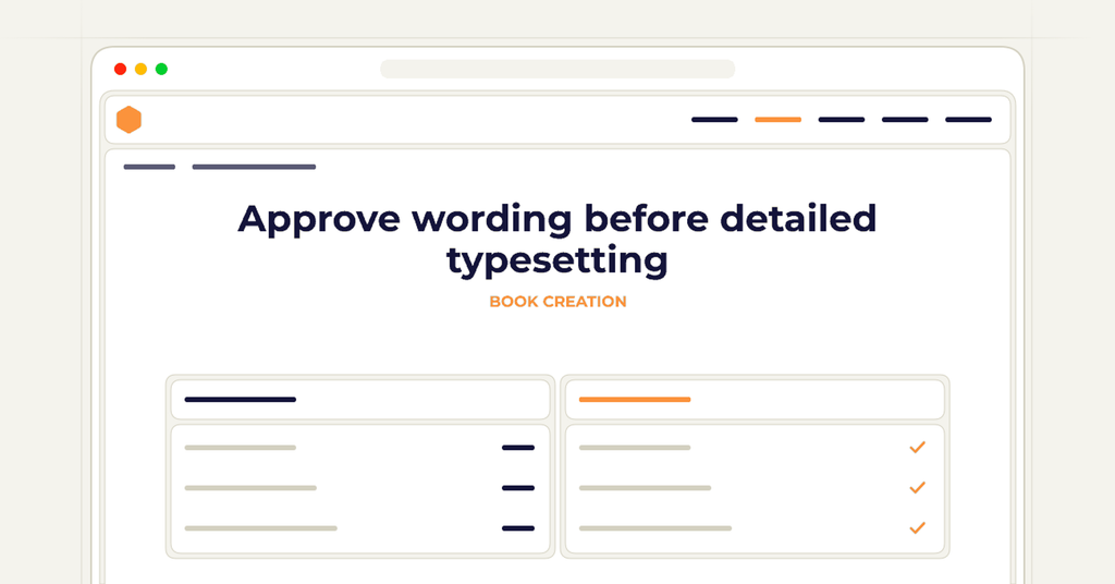 Symbolic publishing workflow for approve wording before detailed typesetting
