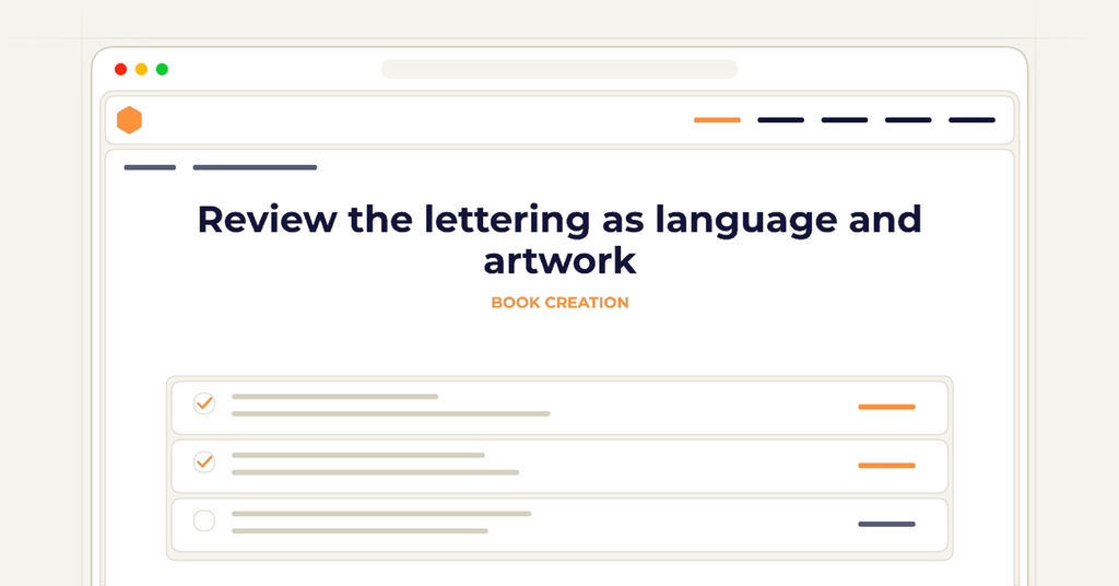 Symbolic review checklist for review the lettering as language and artwork