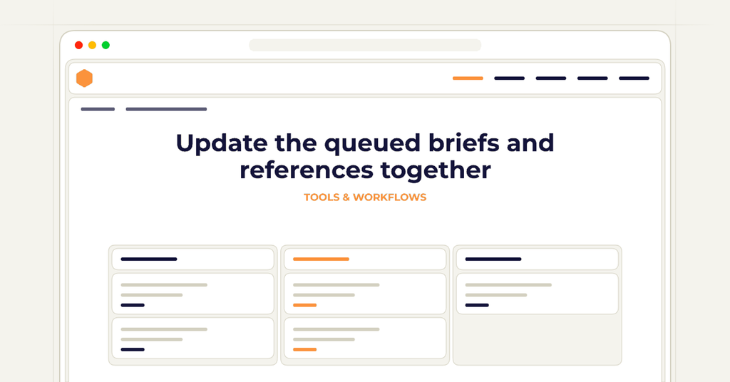Symbolic review checklist for update the queued briefs and references together