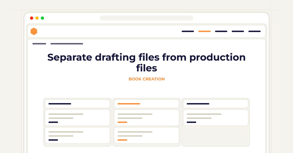 Symbolic review checklist for separate drafting files from production files