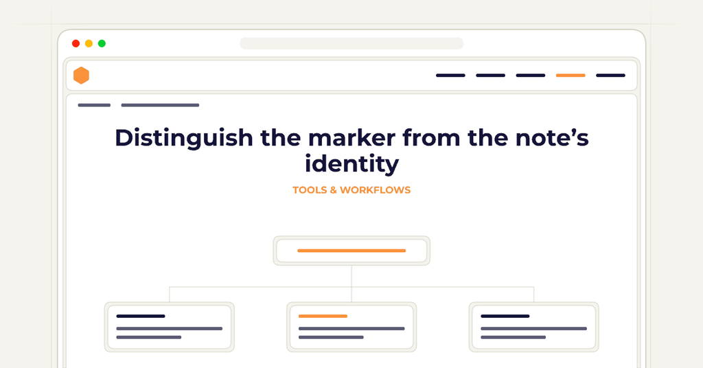 Symbolic publishing workflow for distinguish the marker from the note’s identity