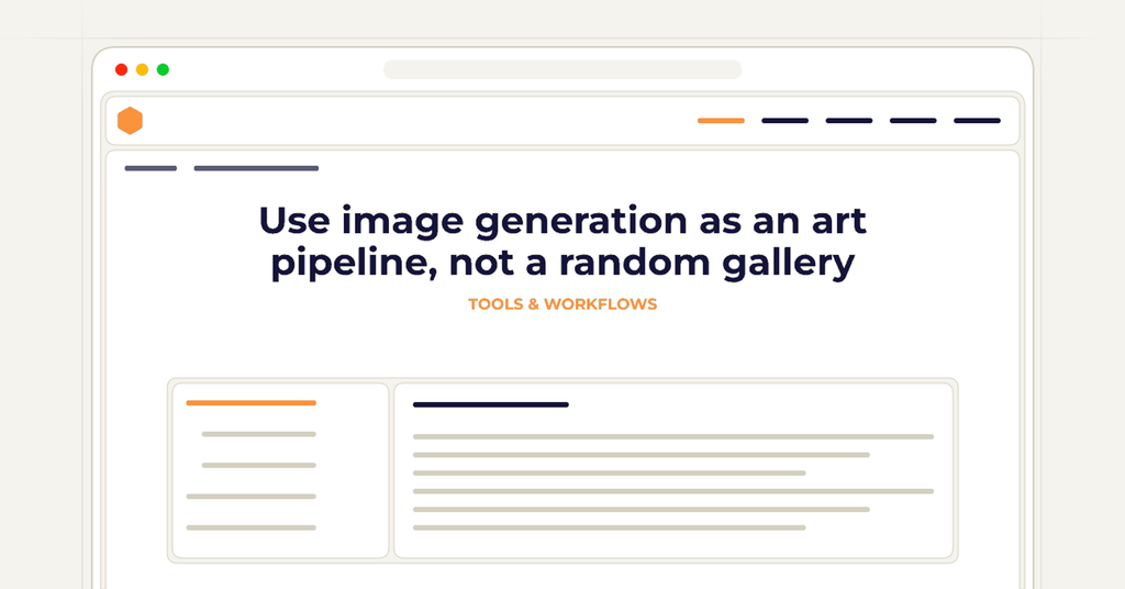 Symbolic review checklist for use image generation as an art pipeline, not a random gallery