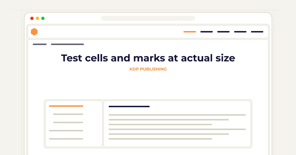 Symbolic publishing workflow for test cells and marks at actual size