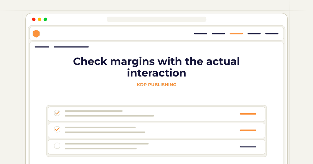 Symbolic review checklist for check margins with the actual interaction