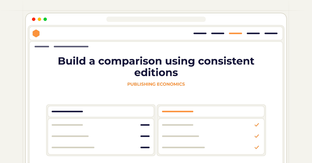 Symbolic publishing workflow for build a comparison using consistent editions